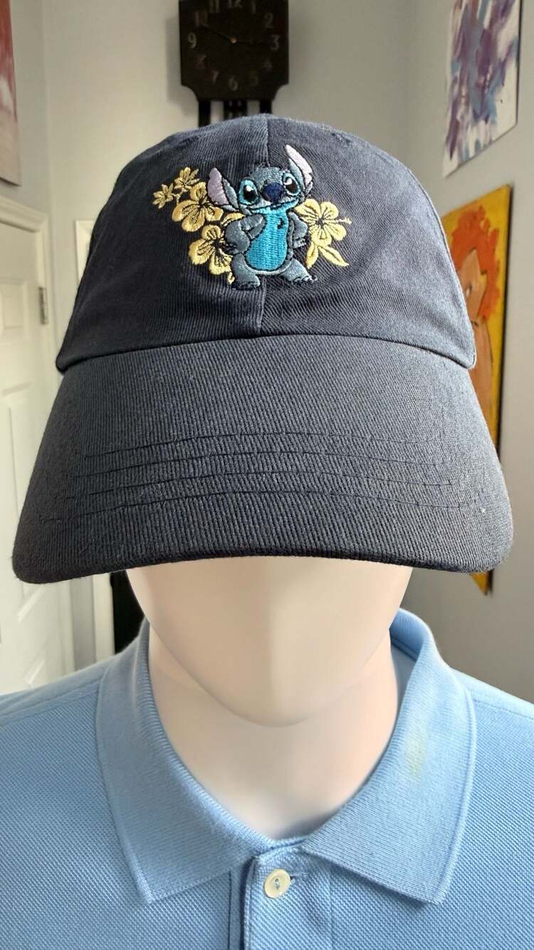 Disney Stitch Baseball Cap Dark Blue Embroidered Floral